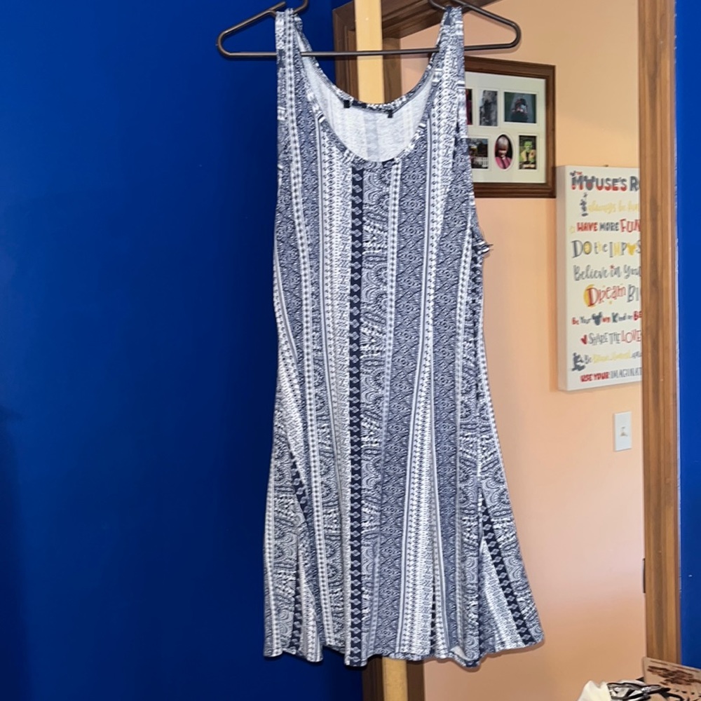 Women’s Medium Blue Patterned Tank Top Dress